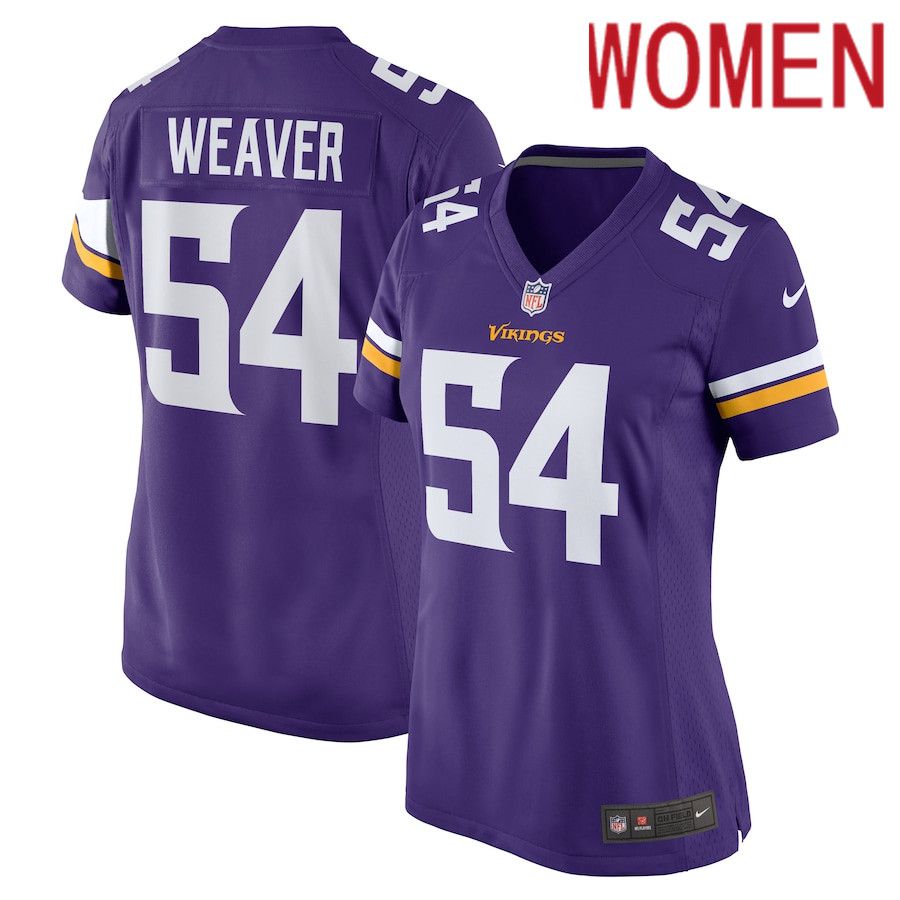 Women Minnesota Vikings #54 Curtis Weaver Nike Purple Home Game NFL Jersey->women nfl jersey->Women Jersey